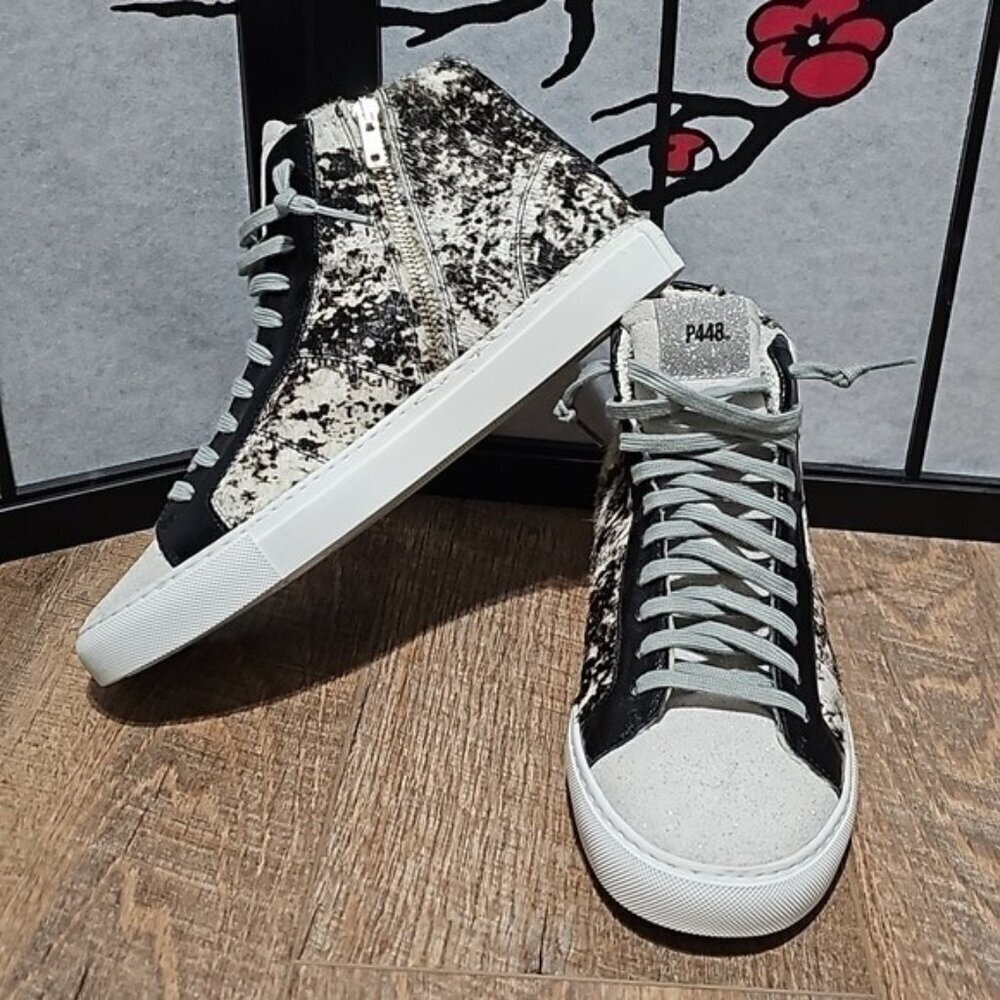P448 Zippered Hi Top Sneakers Shoes‎ Size 10.5-11 US New - Picture 3 of 10